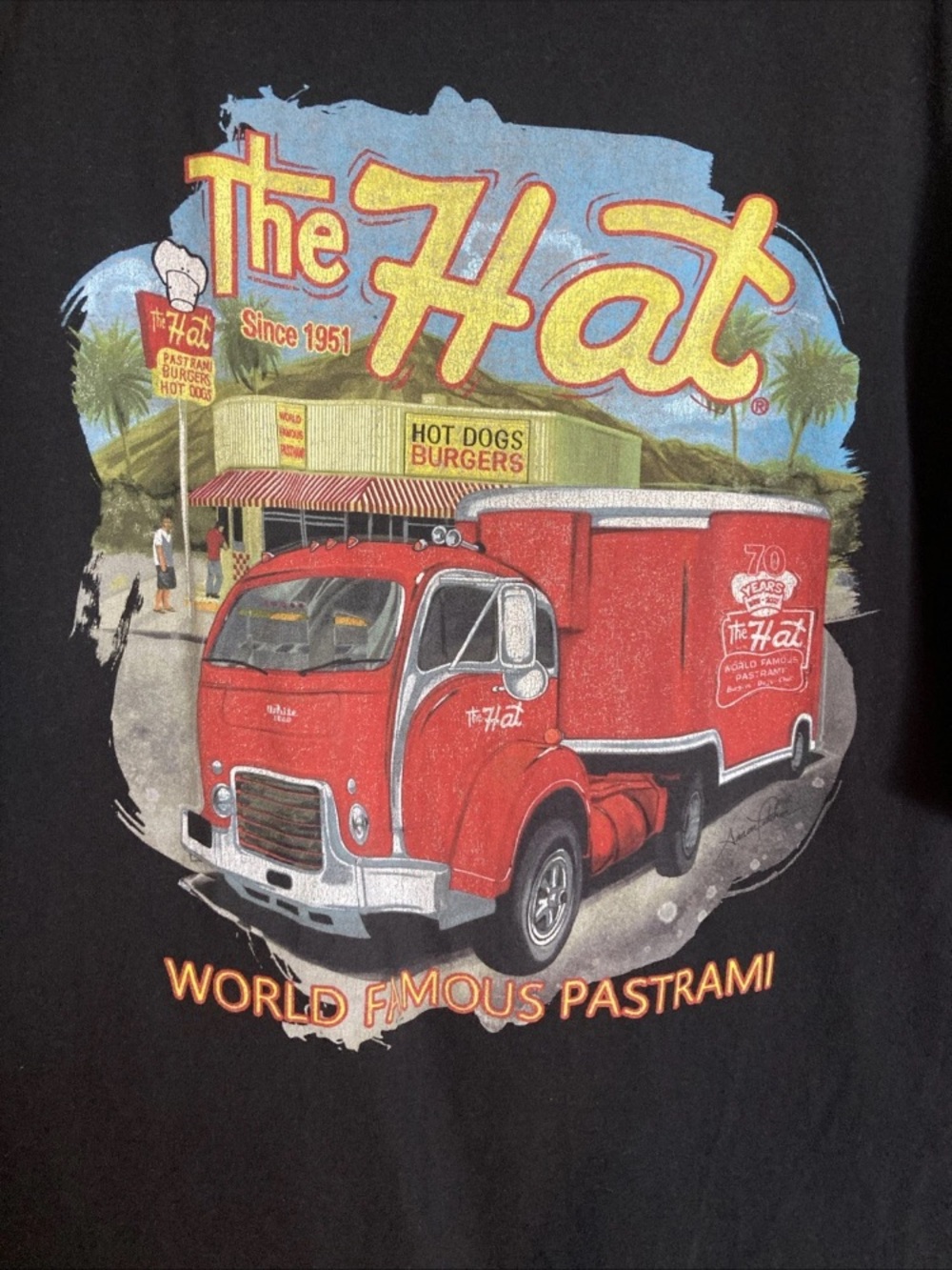 Hanes Black Tee with Red Truck and Yellow Logo